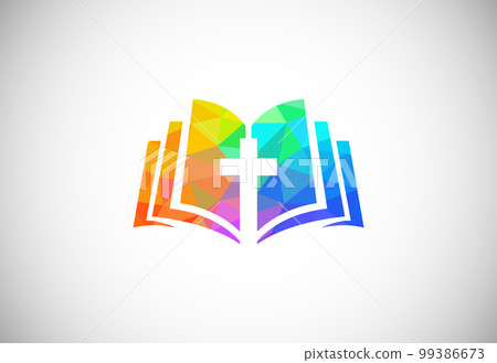 Low poly style church logo. Christian sign symbols. The Cross of Jesus 99386673