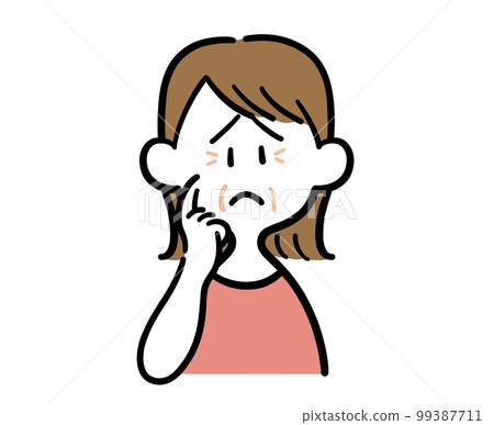 A woman who is worried about wrinkles on her face A woman who is worried about wrinkles on her face 99387711