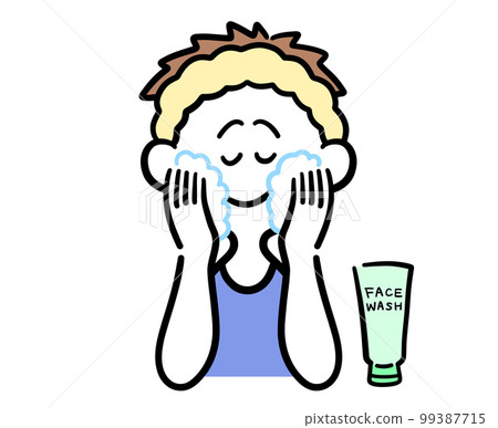 仔細洗臉的男人 99387715