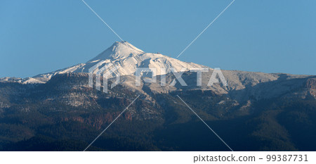 El Teide National Park Tenerife Canary Islands Spain with snow and a blue sky 99387731