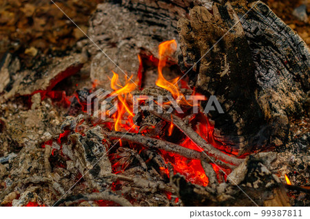 texture flame from burning logs at night texture flame from burning logs at night 99387811