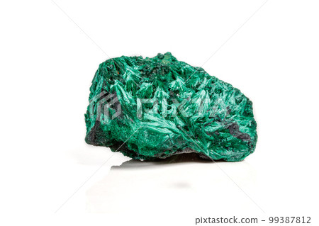 Macro mineral stone plisoviy, plush, satin malachite on a white background Macro mineral stone plisoviy, plush, satin malachite on a white background 99387812