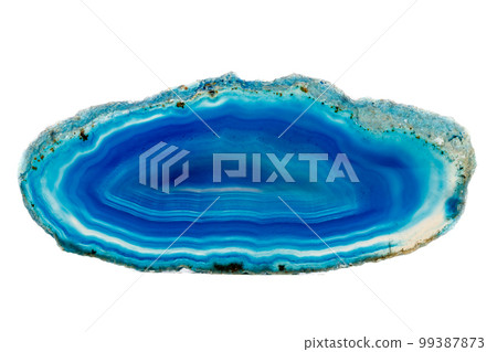 Macro mineral stone Blue Agate breed a white background Macro mineral stone Blue Agate breed a white background 99387873