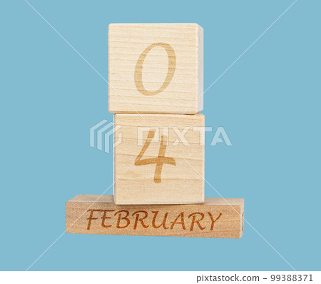 4 February, World cancer day, Oncology awareness concept. Wood calendar 4 February, World cancer day, Oncology awareness concept. Wood calendar 99388371