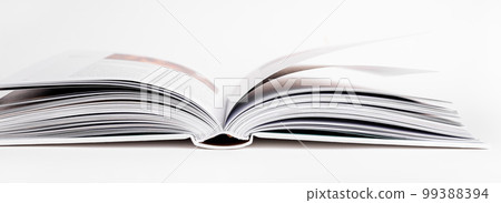 Open book with turning pages. Education, reading hobby concept. Encyclopedia, textbook, code, fiction, novel. Open book with turning pages. Education, reading hobby concept. Encyclopedia, textbook, code, fiction, novel. 99388394