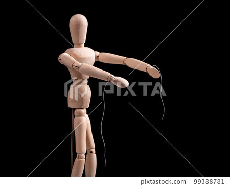 Puppet, marionette with torn strings. Abuse prevention, authority, domination stop. Emancipation from slavery. Freedom concept. Divorce after toxic relationship Puppet, marionette with torn strings. Abuse prevention, authority, domination stop. Emancipation from slavery. Freedom concept. Divorce after toxic relationship 99388781