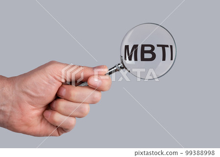MBTI acronym through magnifying glass 99388998