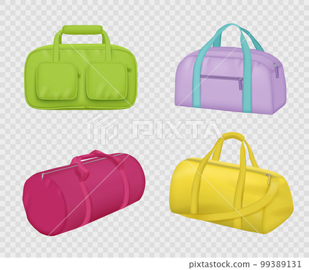 Sport bag. Realistic bags for fitness clothes workout luggage decent vector templates collection 99389131