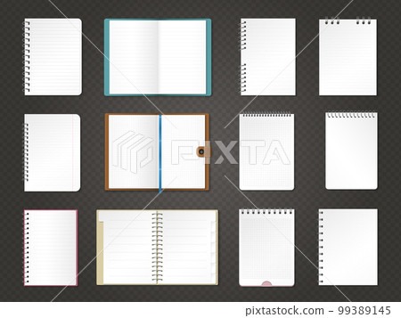 Notebook sheets. Empty daily notes realistic bind papers recent vector templates Notebook sheets. Empty daily notes realistic bind papers recent vector templates 99389145