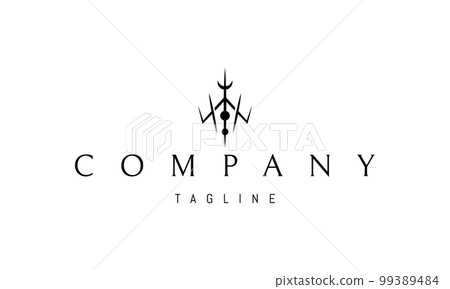 Vector logo on which an abstract image of the parade of planets on the background of the pyramid. 99389484