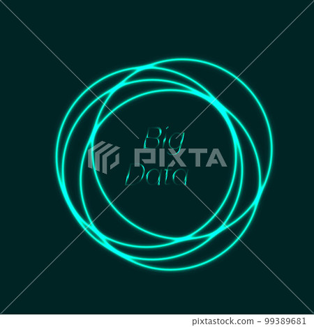Big data visualization. Neon blue circles. Abstract background. Vector illustration. 99389681