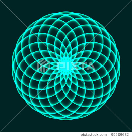 Mandala design. Flower of Life. Sacred Geometry. Pattern of rotating circles. Mathematical symbol. Balance and harmony. Vector illustration. 99389682