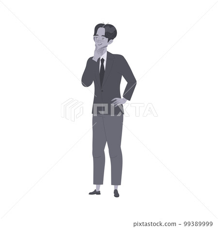 Pensive Office Man Character Thinking and Considering Something Vector Illustration Pensive Office Man Character Thinking and Considering Something Vector Illustration 99389999