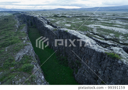 Drone Aerial of Thingevellir National Park in Iceland 99391159