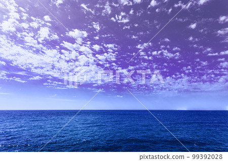 Amazing Beautiful Sunset Sunrise View With Violet Sky. Calm Sea Ocean And Dramatic Sky Background. Very Peri. Bright Purple, Blue, Lavander Colors Of Sky Amazing Beautiful Sunset Sunrise View With Violet Sky. Calm Sea Ocean And Dramatic Sky Background. Very Peri. Bright Purple, Blue, Lavander Colors Of Sky 99392028