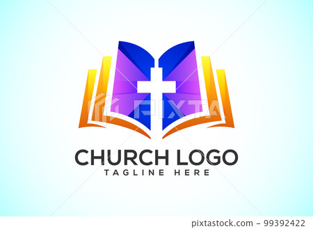 Church colorful logo. Christian sign symbols. The cross of Jesus 99392422