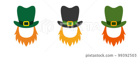 Leprechaun Hat with Beard in flat style isolated Leprechaun Hat with Beard in flat style isolated 99392503