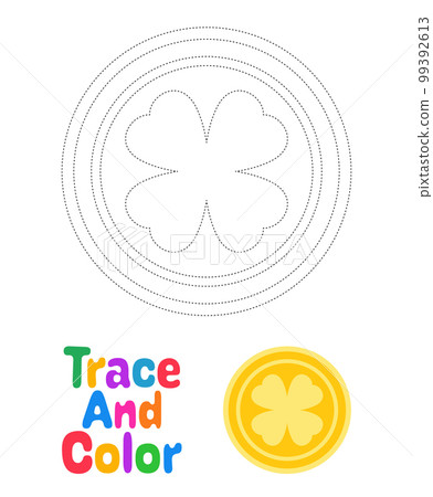 Clover Coin tracing worksheet for kids Clover Coin tracing worksheet for kids 99392613