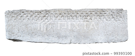 long antique plaque of stone carved with weathered fading pattern and ragged edges isolated on white long antique plaque of stone carved with weathered fading pattern and ragged edges isolated on white 99393100