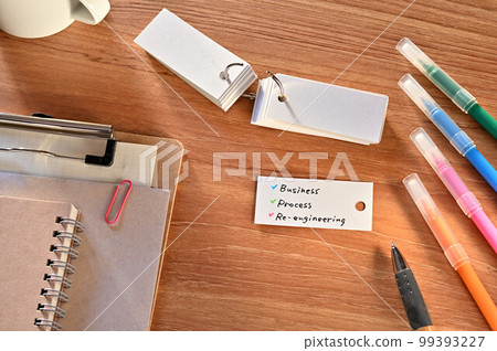 A desk with a wordbook that says Business Process Re-engineering A desk with a wordbook that says Business Process Re-engineering 99393227