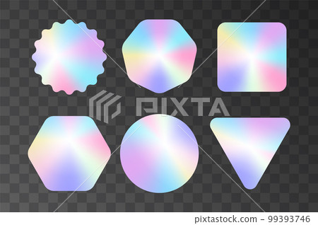 Holograph sticker label vector retro sale gradient. Hologram sticker mockup stamp badge emblem 99393746
