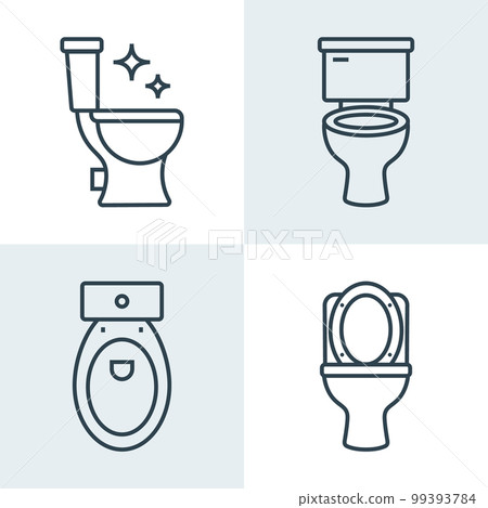 Toilet line icon bowl sanitaryware vector bathroom. Bidet toilet line icon 99393784