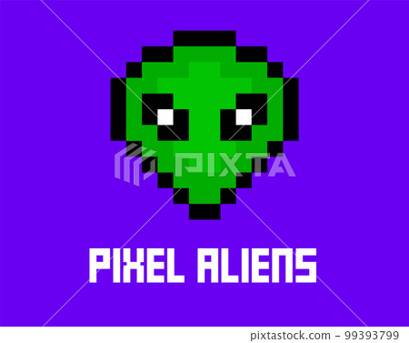 Pixel Art Green And Gray Cartoon Alien Character 8 Bit Pixel Alien Vector  Illustration Ufo Creature Face Cartoon Stock Illustration - Download Image  Now - iStock