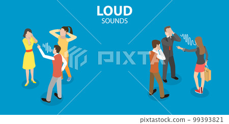 3D Isometric Flat Vector Conceptual Illustration of Loud Sounds 99393821