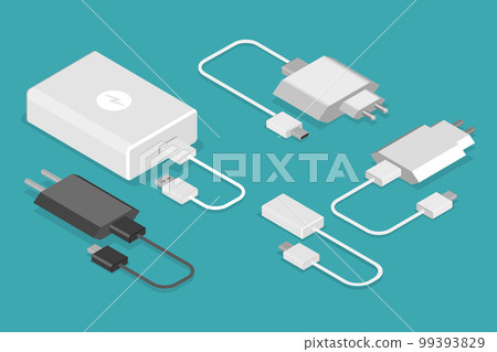3D Isometric Flat Vector Set of Mobile Phone Chargers 99393829