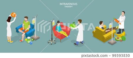 3D Isometric Flat Vector Conceptual Illustration of Intravenous Therapy 99393830