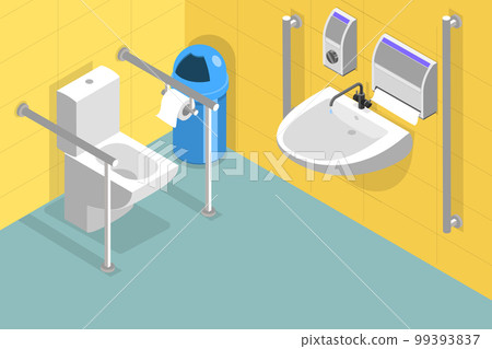 3D Isometric Flat Vector Conceptual Illustration of Restroom For Disabled People 3D Isometric Flat Vector Conceptual Illustration of Restroom For Disabled People 99393837