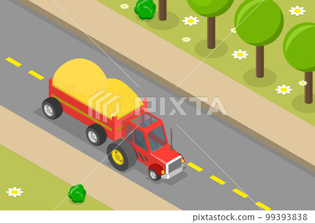 3D Isometric Flat Vector Conceptual Illustration of Agriculture Tractor 99393838