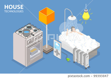 3D Isometric Flat Vector Conceptual Illustration of House Technology 99393847