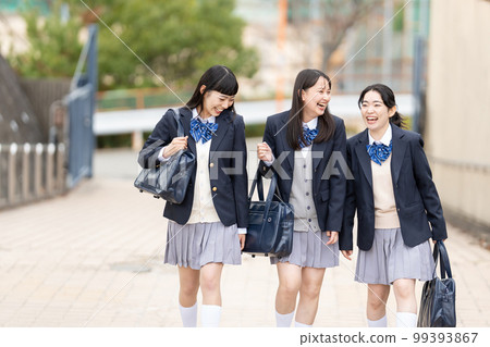 High school girl in uniform to go to school High school girl in uniform to go to school 99393867