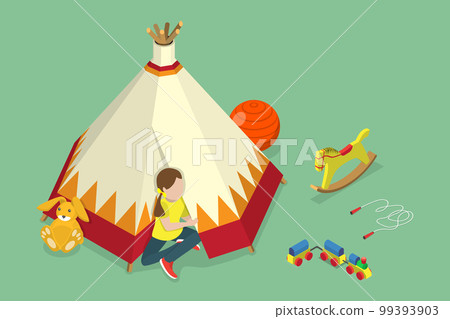 3D Isometric Flat Vector Conceptual Illustration of Kids Teepee Tent 99393903