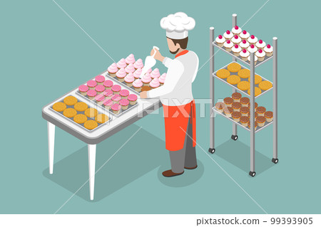 3D Isometric Flat Vector Conceptual Illustration of Sweets Baking 99393905