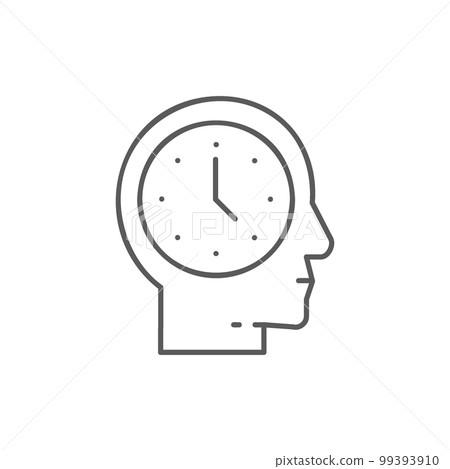 Clock with head, business time lineal icon. Time management symbol design. 99393910