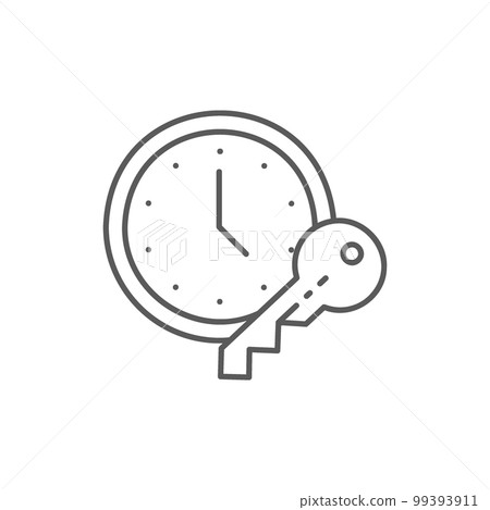Clock with key, timer lineal icon. Time management symbol design. Clock with key, timer lineal icon. Time management symbol design. 99393911