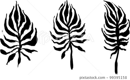 Artwork Brush Leaves Silhouette Set Artwork Brush Leaves Silhouette Set 99395158
