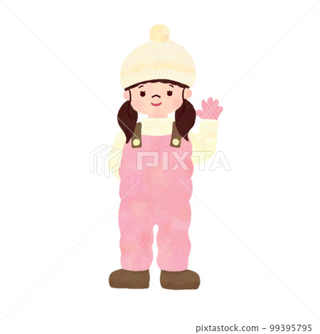 hand drawn illustration of a girl in ski wear hand drawn illustration of a girl in ski wear 99395795