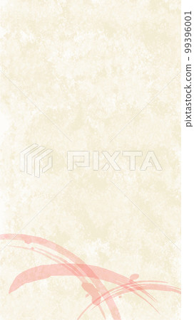 Japanese-style vector illustration of pink brush strokes on a Japanese paper-style background Vertical type 99396001