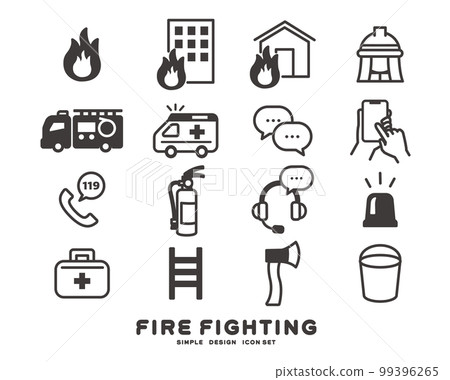 Simple and easy-to-use vector illustrations related to firefighting and fire / firefighters / fire / rescue Simple and easy-to-use vector illustrations related to firefighting and fire / firefighters / fire / rescue 99396265