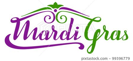 Mardi Gras ornate lettering text for template greeting card 99396779