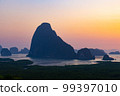Samet Nangshe viewpoint during the sunrise, popular destination for tourist in Phang nga, southern of Thailand 99397010