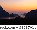 Samet Nangshe viewpoint during the sunrise, popular destination for tourist in Phang nga, southern of Thailand 99397011
