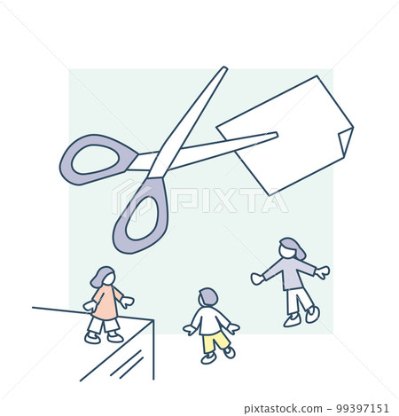 Cut the paper with scissors. people thinking about information Cut the paper with scissors. people thinking about information 99397151