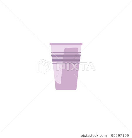 Disposable plastic cup icon flat cartoon vector illustration isolated on white. 99397199