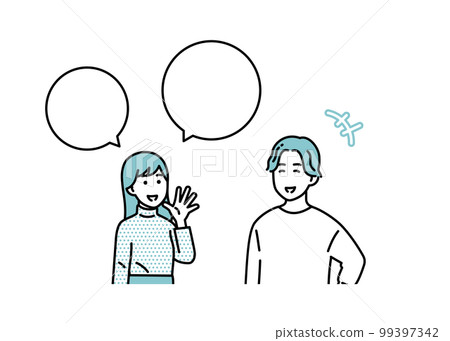 Simple male and female positive standing posture set illustration material Simple male and female positive standing posture set illustration material 99397342