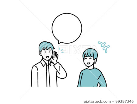 Simple male and female positive standing posture set illustration material 99397346