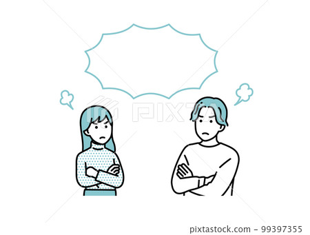 簡單的男女負站立姿勢集插畫素材 99397355